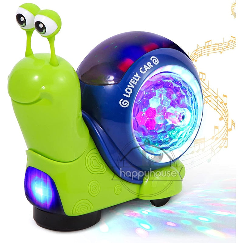 Brinquedo Caracol Fujão para Bebês com Luz Led e Música