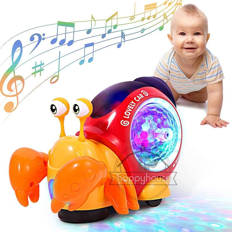 Brinquedo Caracol Fujão para Bebês com Luz Led e Música